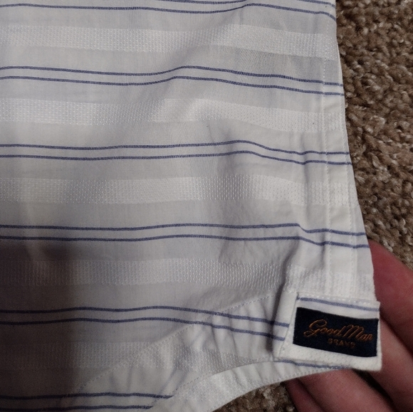 Good Man Brand White Striped Shirt Sleeve Button Down Shirt NWT - Picture 7 of 7